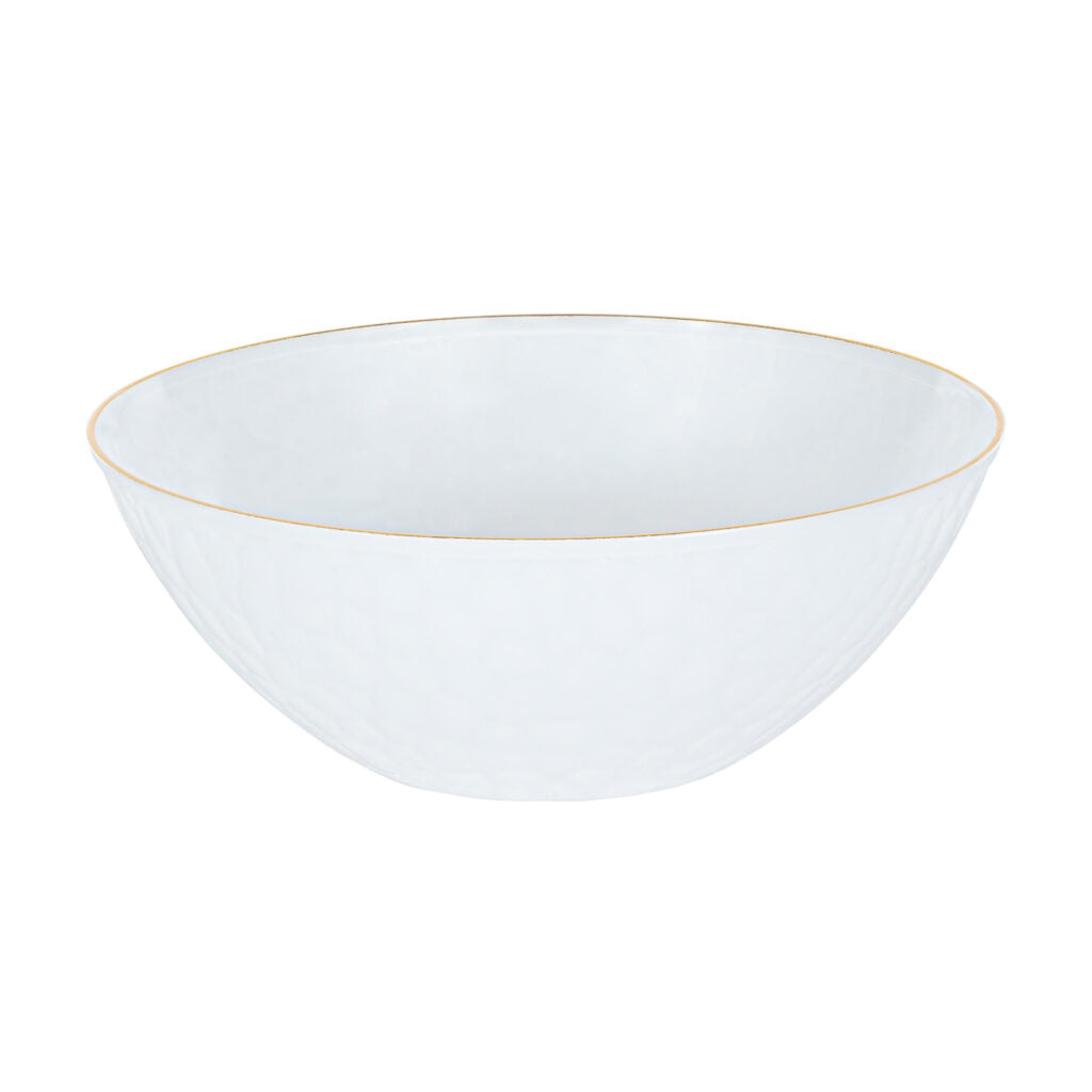 12 oz. White Transparent Hammered/ Gold Rim Plastic Soup Bowls