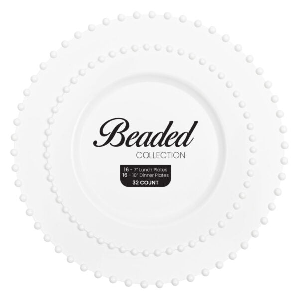 Beaded Collection Combo White 7" & 10" Plates (32 Count)