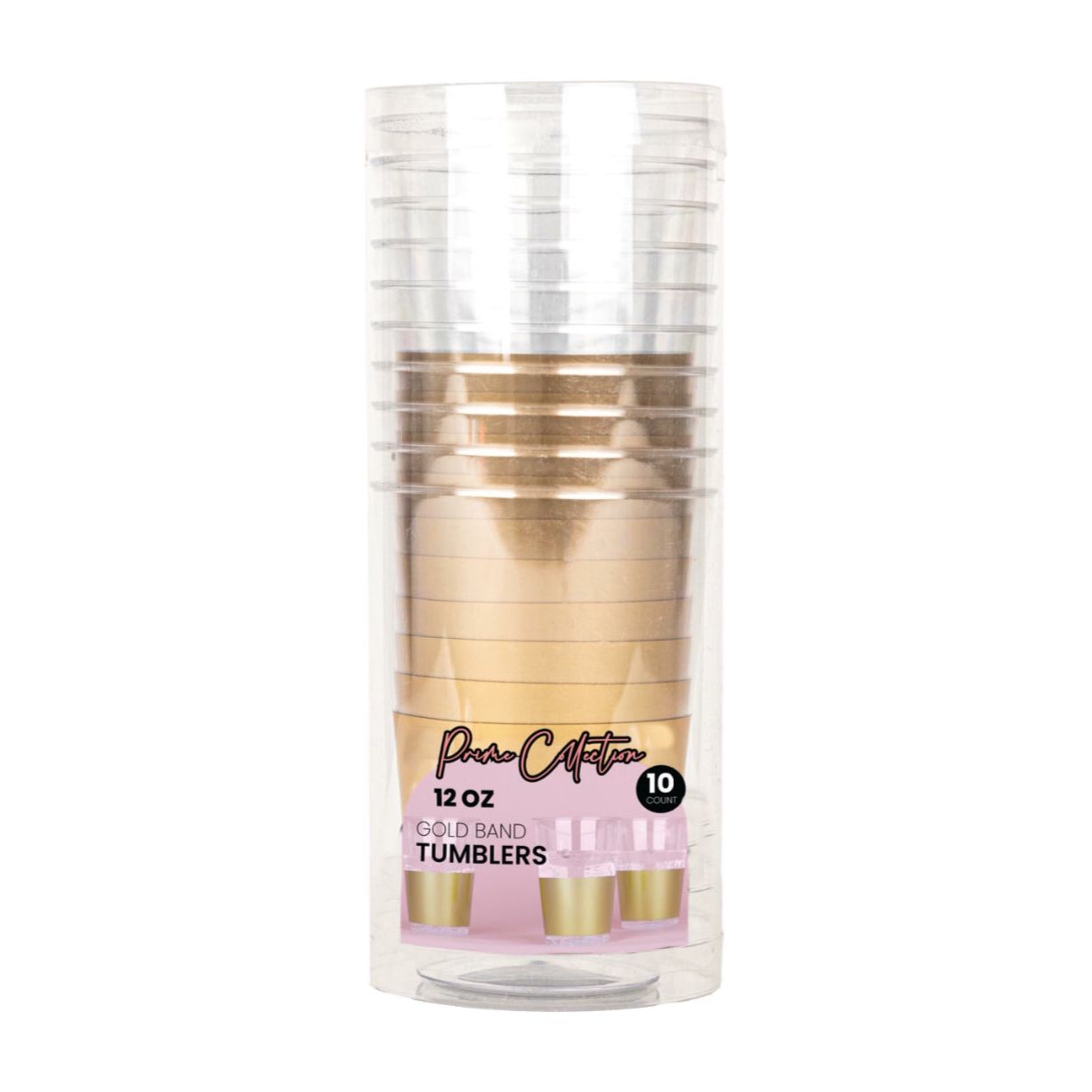 Tumblers 12OZ Clear/Gold Band(10 count)