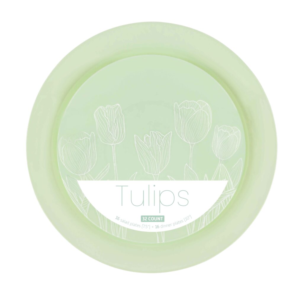 Tulip Organic Green/White Combo 7" & 10" Plates (32 Count)