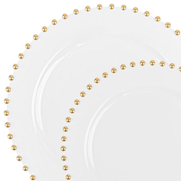 Beaded Collection Combo White/Gold 7" & 10" Plates (32 Count)