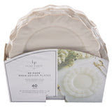 Pearl Linen Waved Plastic Plate Set | 40 Pack