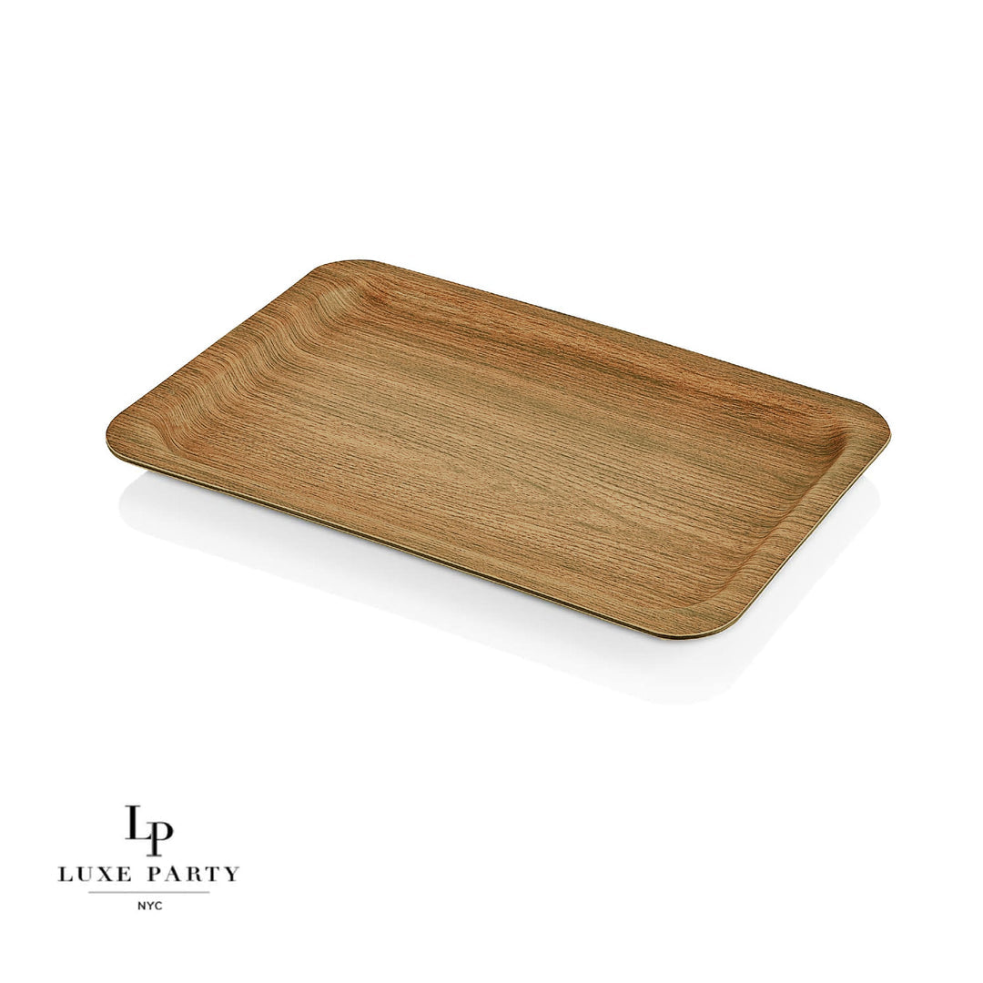Rectangle Oak Heavy Plastic Tray | 9.5" x 13.6"