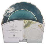 Teal Frosted Plate and Gold Plastic Plates Set | 32