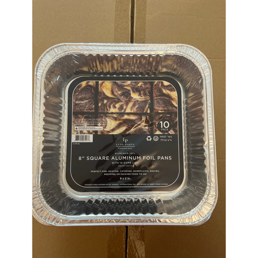 8 Inch Square Foil Pans With Plastic Covers (10 Pack)