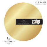 13" Gold Round Light Weight Mirror Charger Plate / 6 Pk