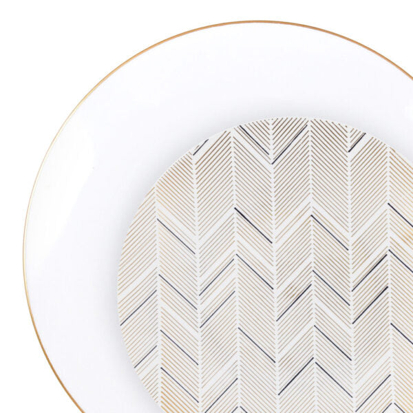 Chevron Organic Gold/Black Combo 7.5" & 10" Plates (32 Count)