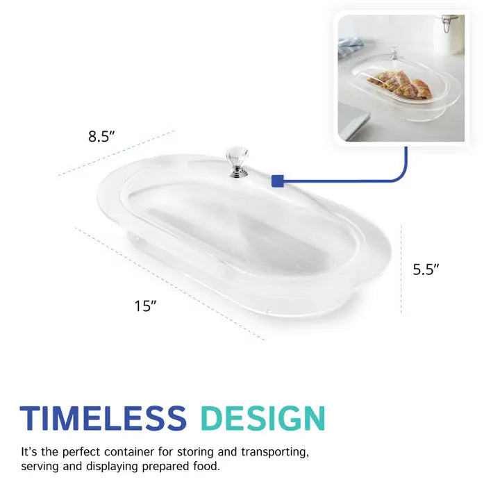 Acrylic Clear Oblong Tray w/ Cover