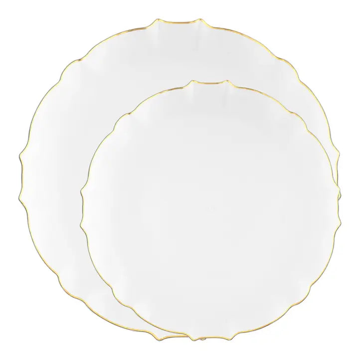 Clear Gold Rim Round Lotus Dinnerware Set - 10 Sets