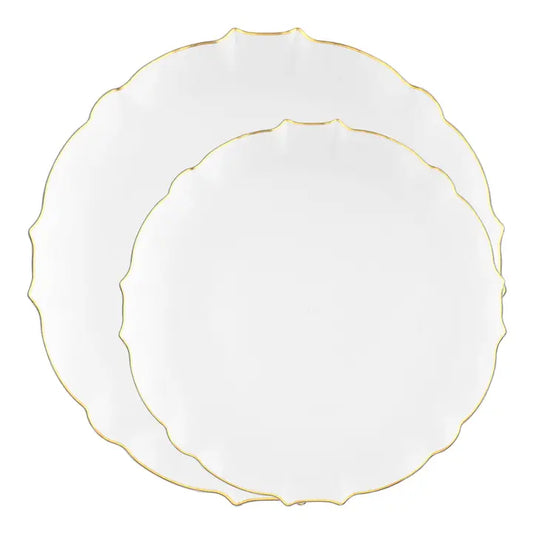 Clear Gold Rim Round Lotus Dinnerware Set - 10 Sets