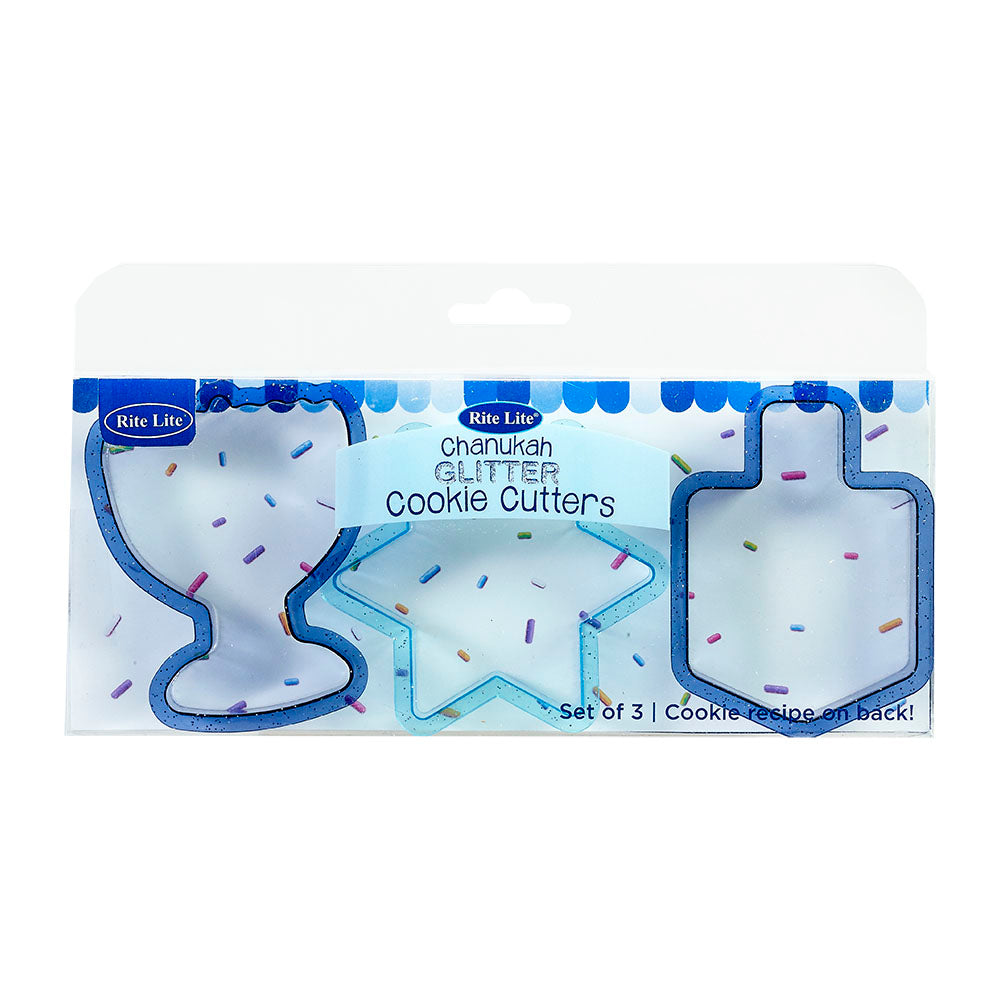 Set of 3 Chanukah Plastic Glitter Cookie Cutters