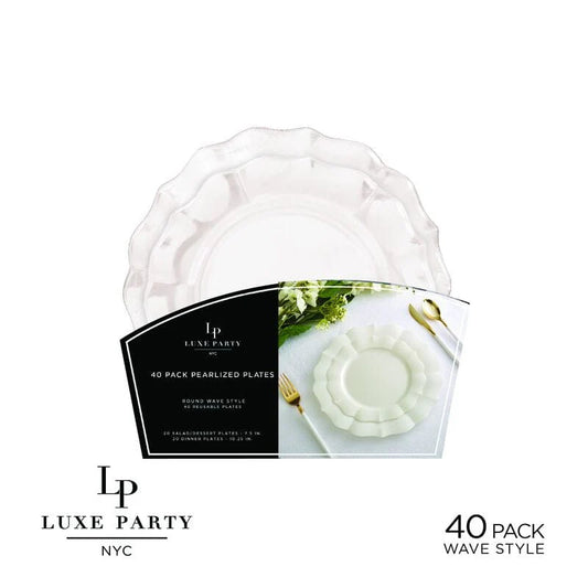 White Frosted Plate and Gold Plastic Plates Set | 32