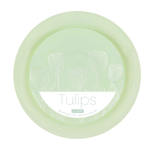 Tulip Organic Green/White Combo 7" & 10" Plates (32 Count)