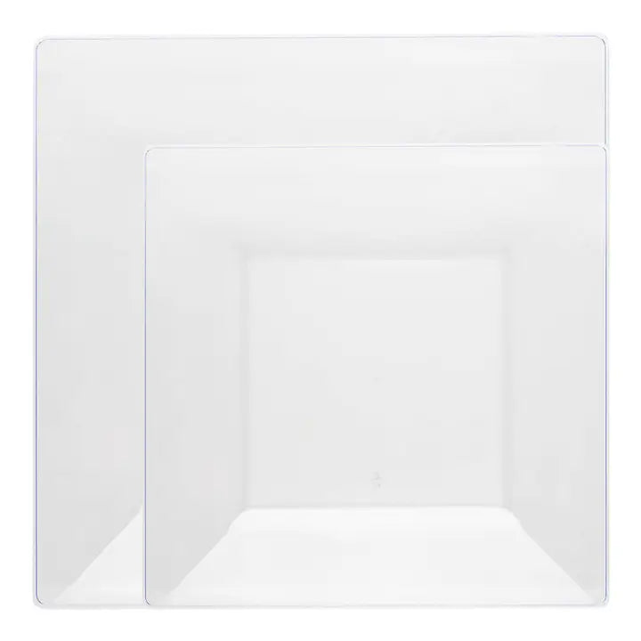 Clear Square Plastic Dinnerware Set - 10 Sets