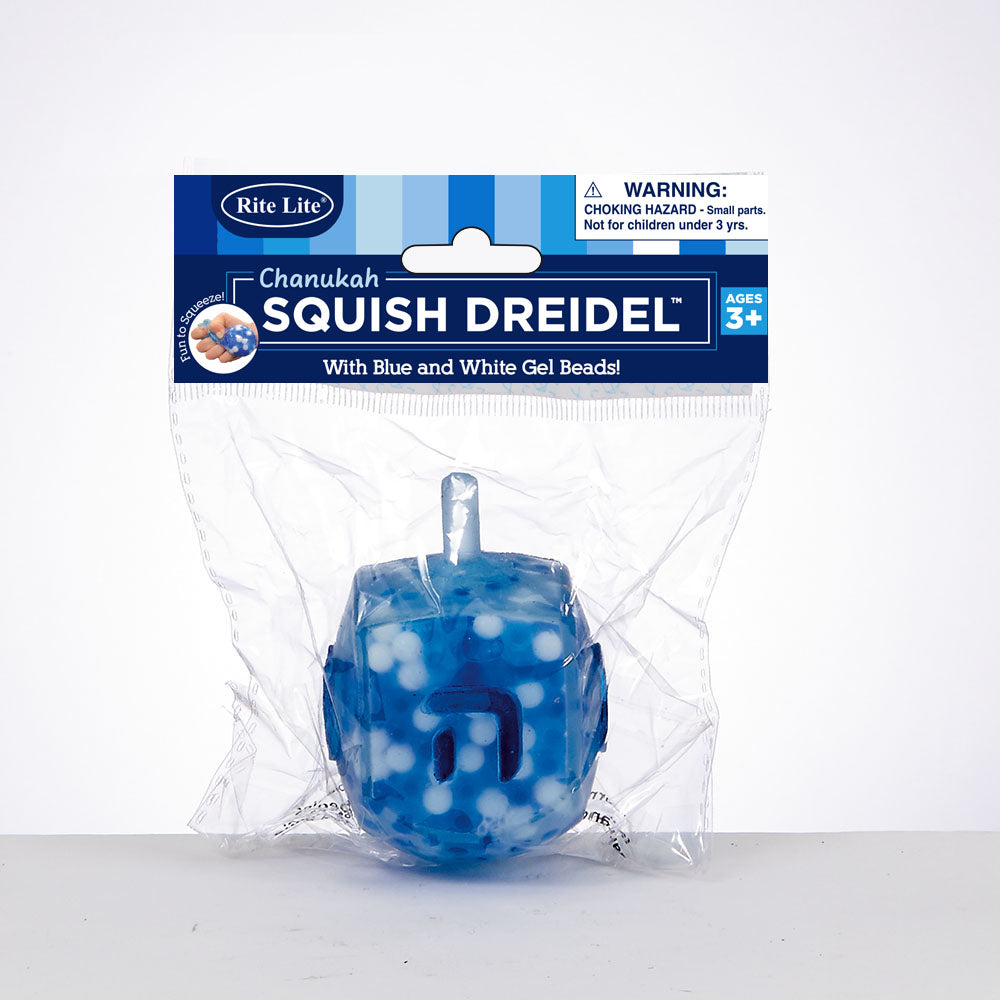 Squish Dreidel™ Filled With Blue And White Gel Beads