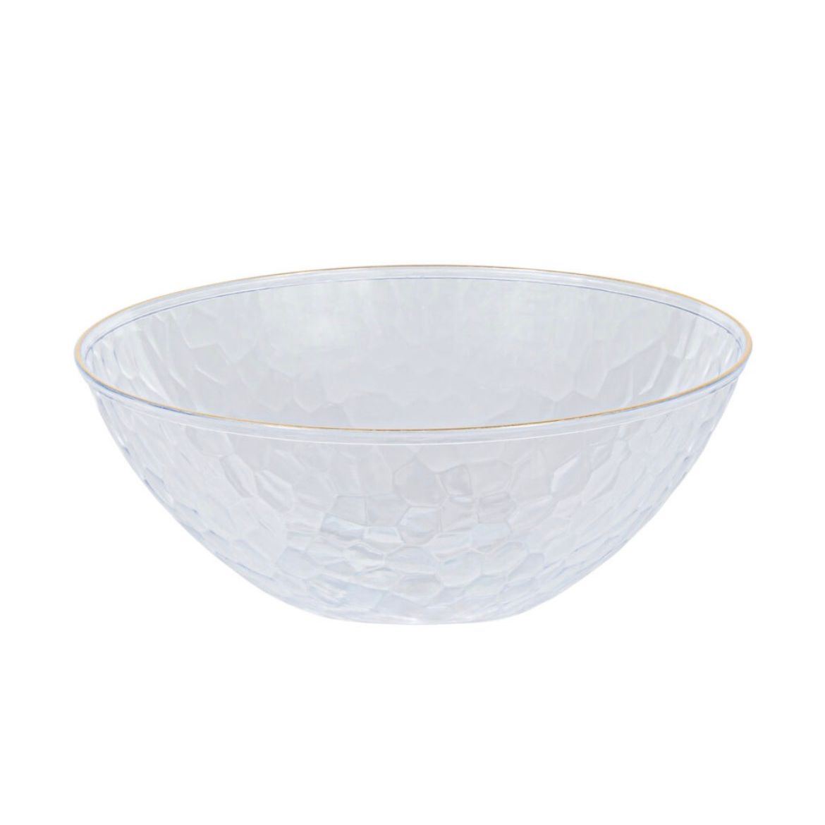 12 oz.  Clear Hammered/ Gold Rim Plastic Soup Bowls