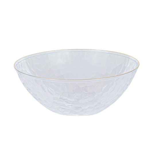 12 oz.  Clear Hammered/ Gold Rim Plastic Soup Bowls