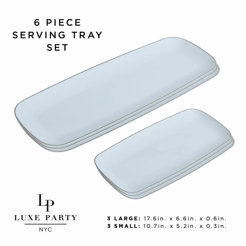 White and Silver Large and Small Combo Plastic Trays | 6 Trays