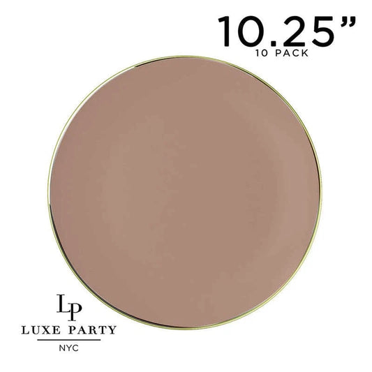 Luxe Party NYC Round Clay and Gold Plastic Plates | 10.25 ''
