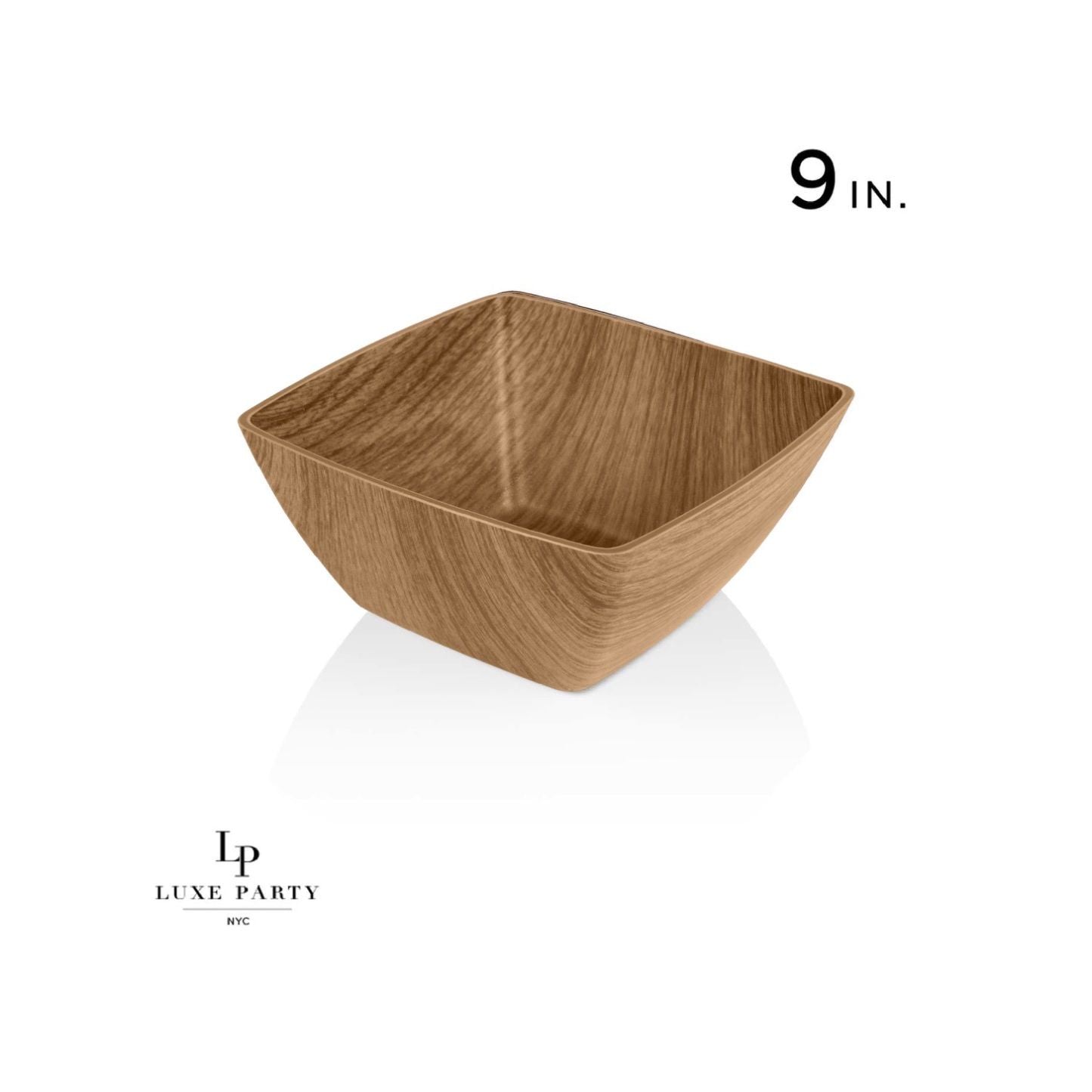 130 Oz. Square Oak Heavy Plastic Bowl 9"