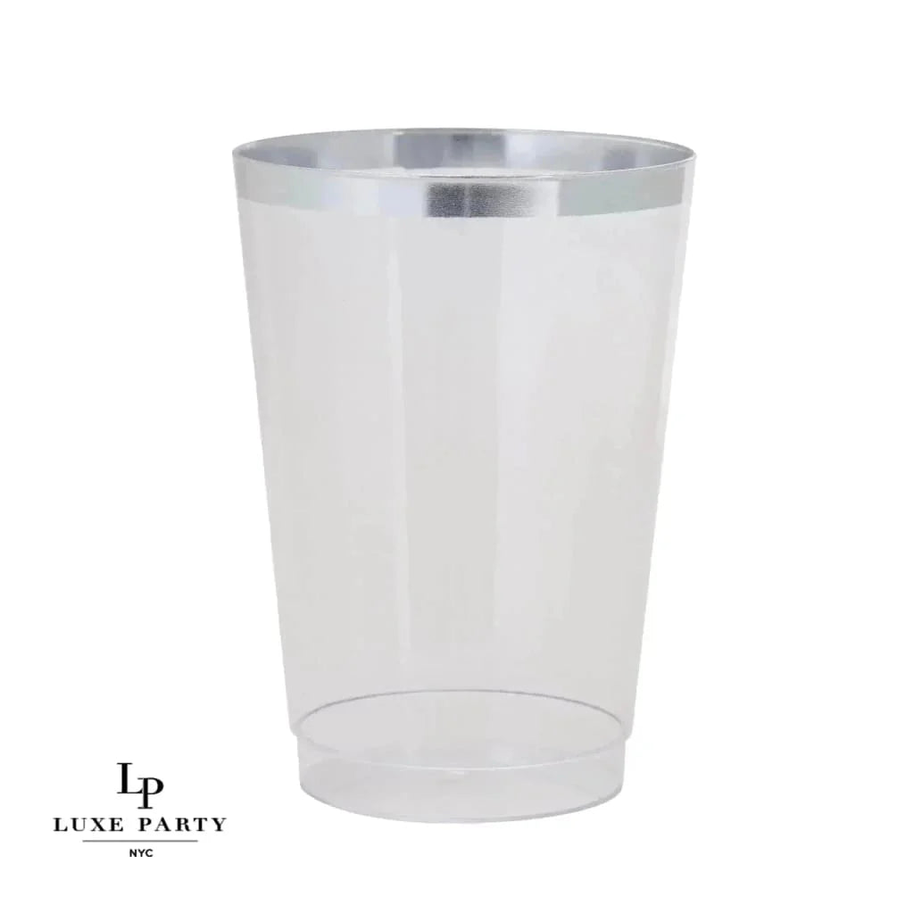 9 oz. Clear with Metallic Silver Rim Tumblers 20 pack