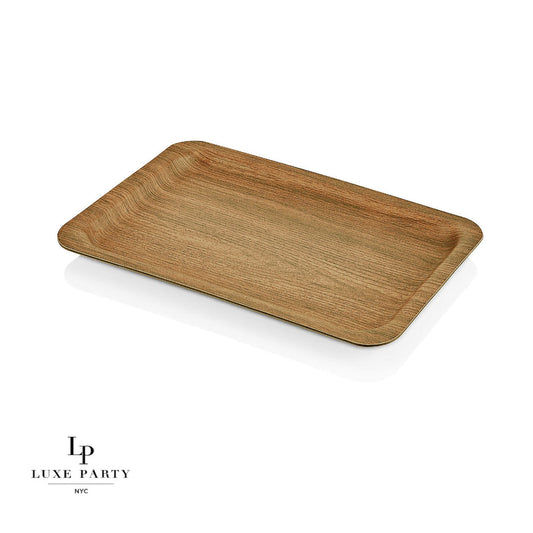 Rectangle Oak Heavy Plastic Tray | 9.5" x 13.6"