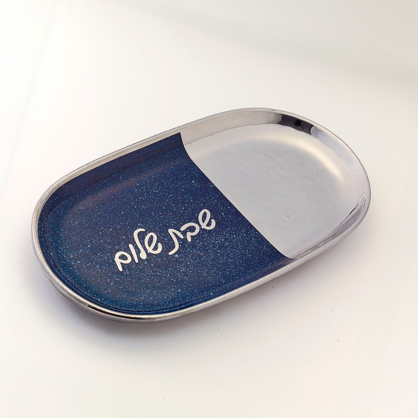 ilver & Navy Ceramic Shabbat Serving Tray
