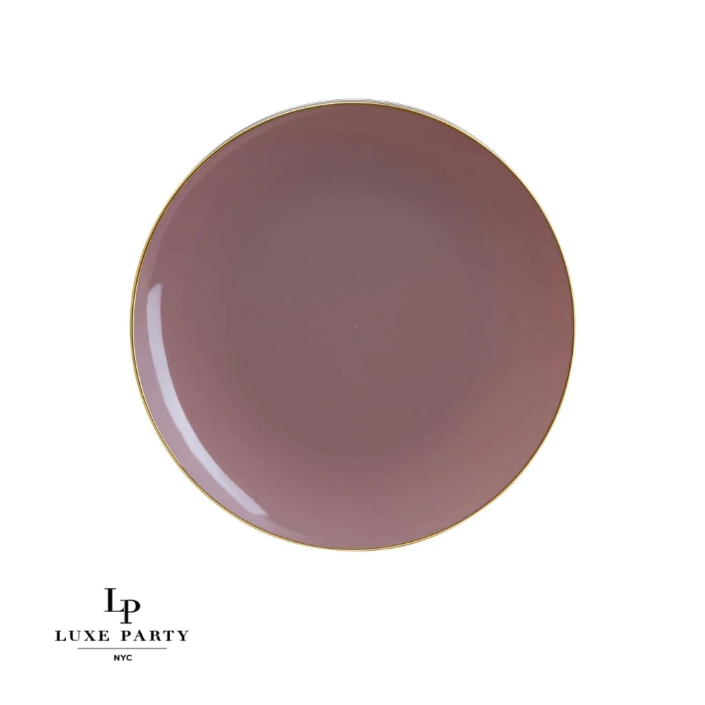 Luxe Party NYC Round Mauve and Gold Plastic Plates | 7.25 ''