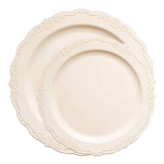Ivory Vintage Round Plastic Dinnerware Value Set