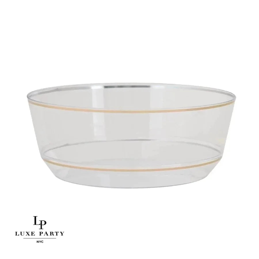 14 Oz. Round Clear and Gold Plastic Bowls | 10 Pack