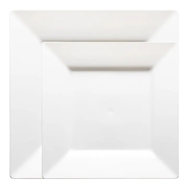 White Square Plastic Dinnerware Set - 10 Sets