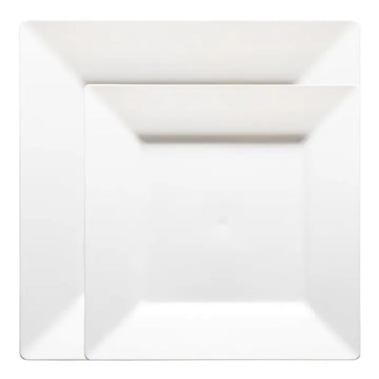 White Square Plastic Dinnerware Set - 10 Sets