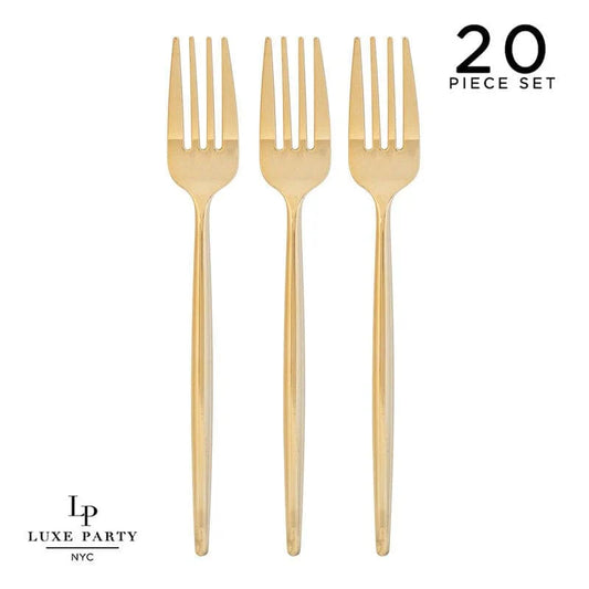 Luxe Party NYC Solid Round Gold Forks | 20 Pieces