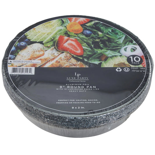 9 Inch Round Foil Pans With Laminated Lids (10 Pack)