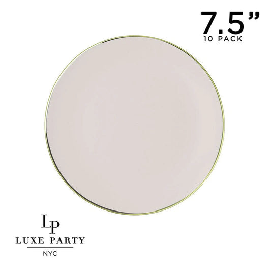 Luxe Party NYC Round Linen and Gold Plastic Plates| 7.25 ''