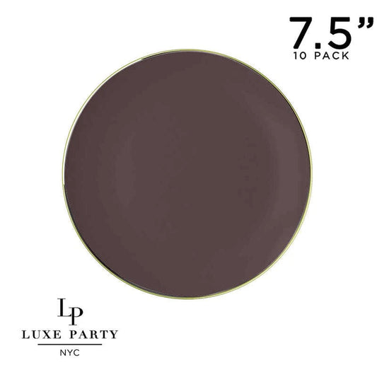 Luxe Party NYC Round Truffle and Gold Plastic Plates | 7.25 ''