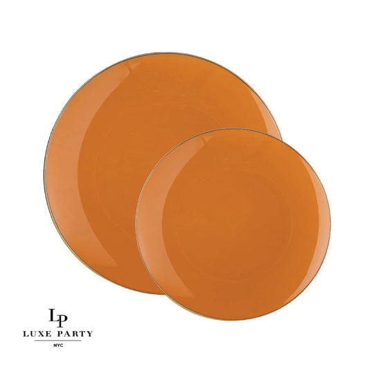 Luxe Party NYC Round Leather and Gold Plastic Plates | 10.25 ''